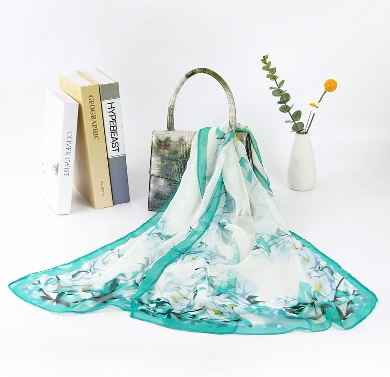 E-Clover Herebuy - Unique Women's Floral Scarves: Chiffon Flowers & Birds Printed Scarf - Image 4